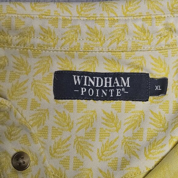 Windham Pointe Shirt Polo Mens XL Yellow Leaf/geometric Pattern Beach Golf - Picture 6 of 7